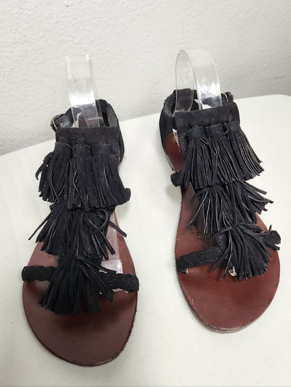 Mossimo Womens |8| Y2K Boho Tassel Fringe Strappy Flat Sandals